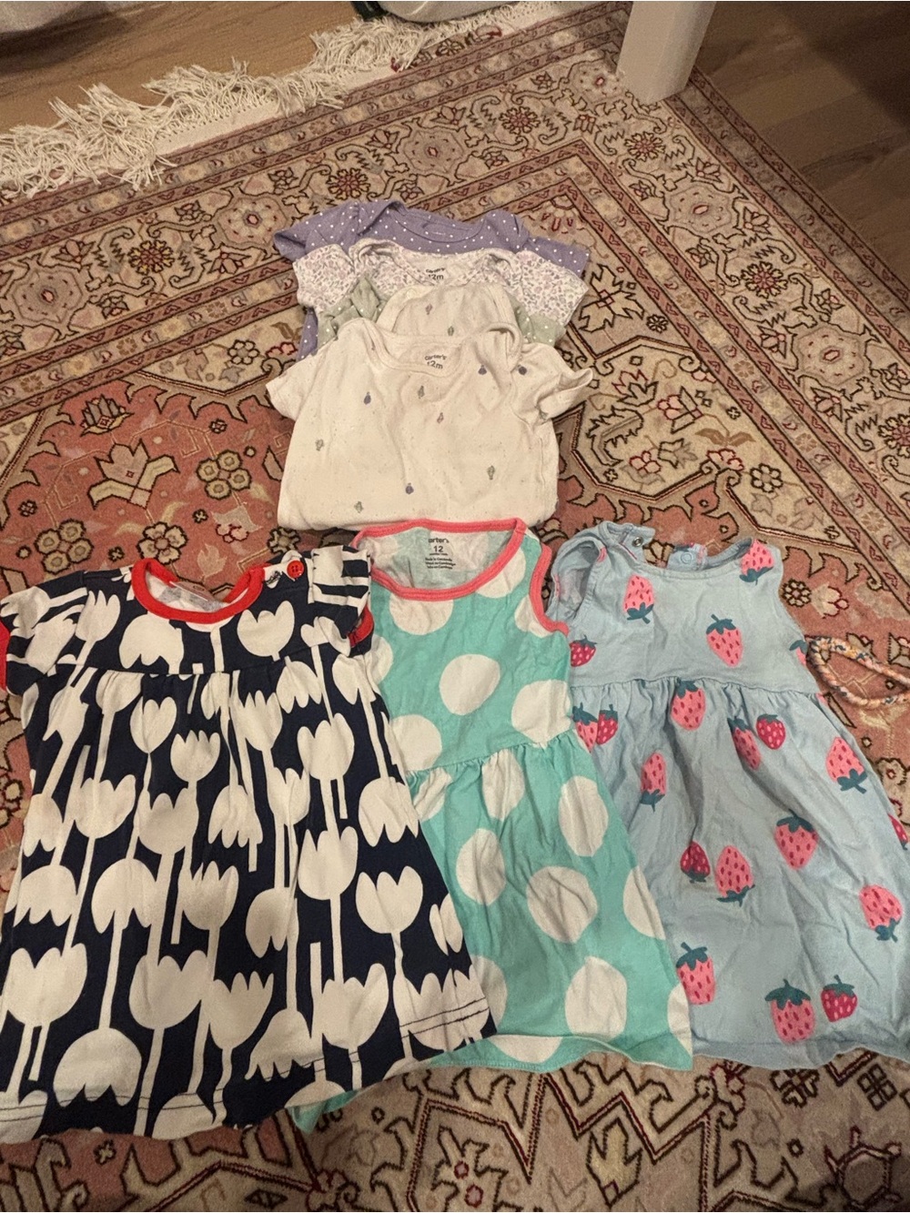 Carter's Navy Blue, White, Mint & Light Blue Girls Dress Bundle